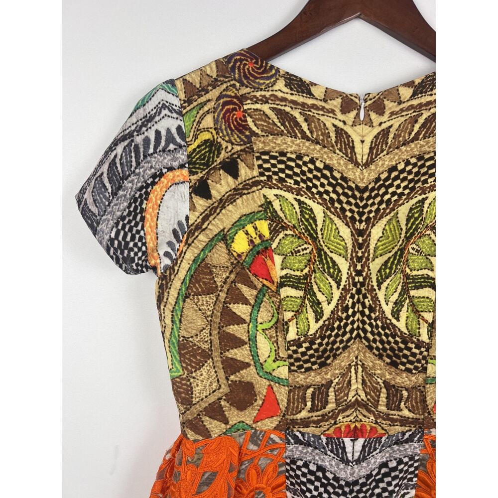 Hemant & Nandita Embroidered SZ 2 Peplum Dress Boho Artsy Multicolor - Picture 11 of 13